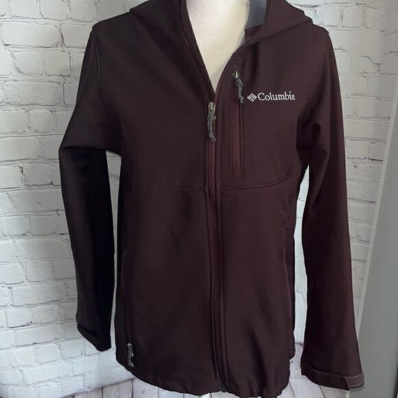 Columbia Ascender hooded soft shell jacket - lined - dark brown - hooded - S - Picture 1 of 8